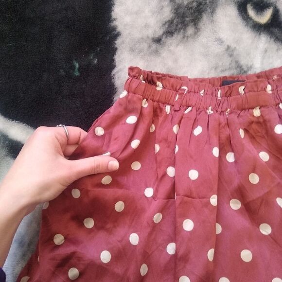 Scotch & Soda Silk Polka Dot Ruffle Mini Skirt Lined Red XS - Picture 4 of 7